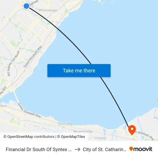 Financial Dr South Of Syntex Crt to City of St. Catharines map
