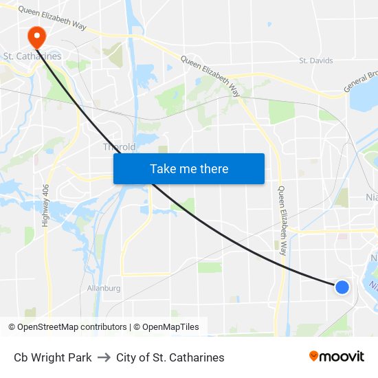 Cb Wright Park to City of St. Catharines map