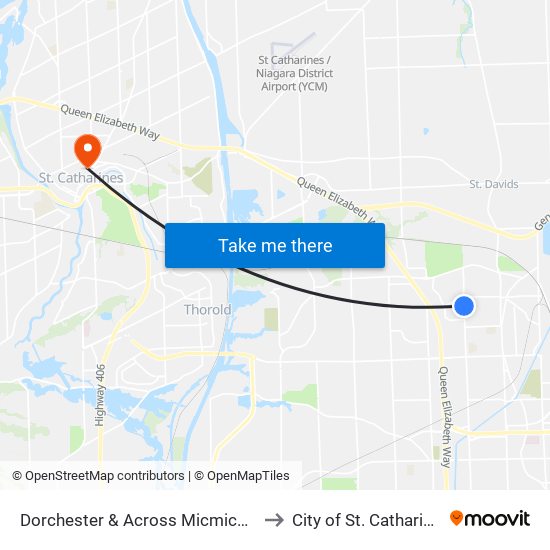 Dorchester & Across Micmicking to City of St. Catharines map