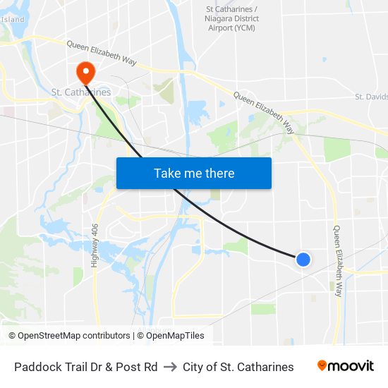 Paddock Trail Dr & Post Rd to City of St. Catharines map