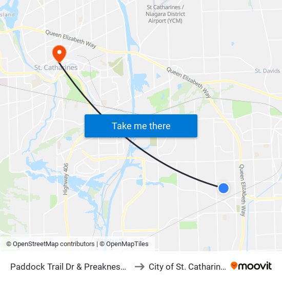 Paddock Trail Dr & Preakness St to City of St. Catharines map