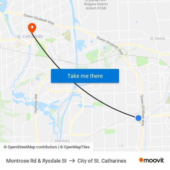 Montrose Rd & Rysdale St to City of St. Catharines map