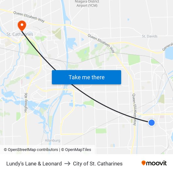 Lundy's Lane & Leonard to City of St. Catharines map