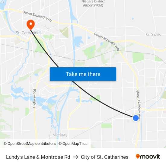 Lundy's Lane & Montrose Rd to City of St. Catharines map