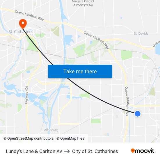 Lundy's Lane & Carlton Av to City of St. Catharines map