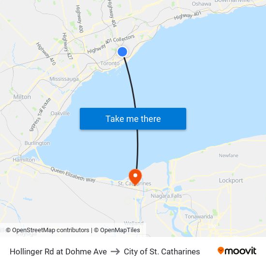 Hollinger Rd at Dohme Ave to City of St. Catharines map