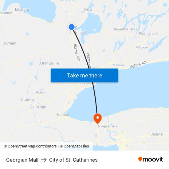 Georgian Mall to City of St. Catharines map