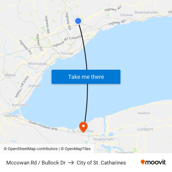 Mccowan Rd / Bullock Dr to City of St. Catharines map