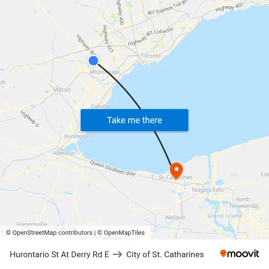 Hurontario St At Derry Rd E to City of St. Catharines map
