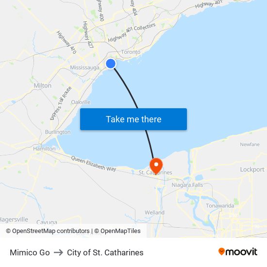 Mimico Go to City of St. Catharines map