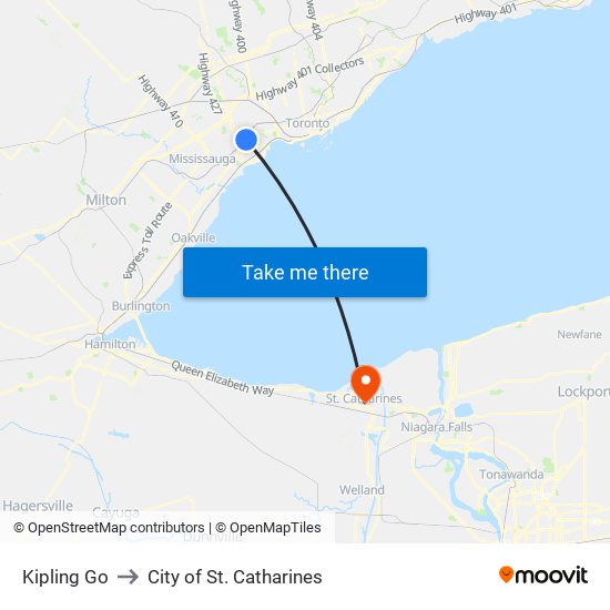 Kipling Go to City of St. Catharines map