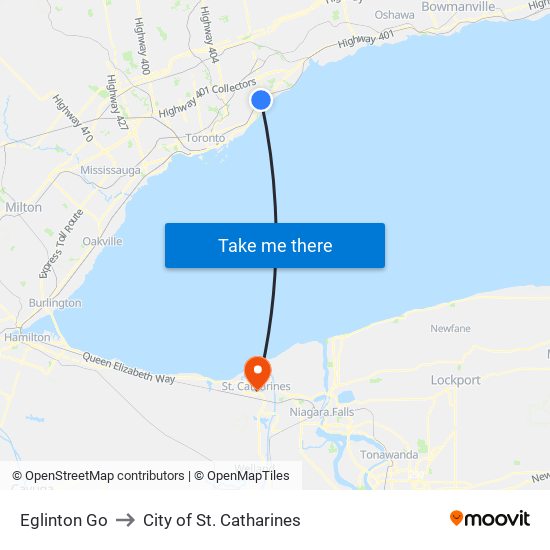 Eglinton Go to City of St. Catharines map