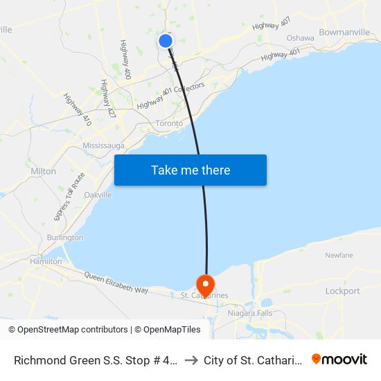 Richmond Green S.S. Stop # 4630 to City of St. Catharines map
