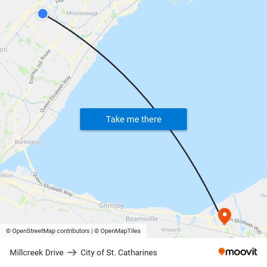 Millcreek Drive to City of St. Catharines map