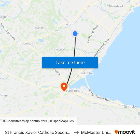 St Francis Xavier Catholic Secondary School to McMaster University map