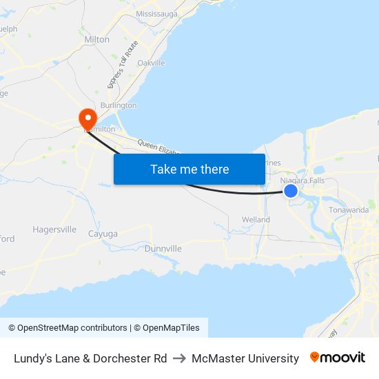 Lundy's Lane & Dorchester Rd to McMaster University map