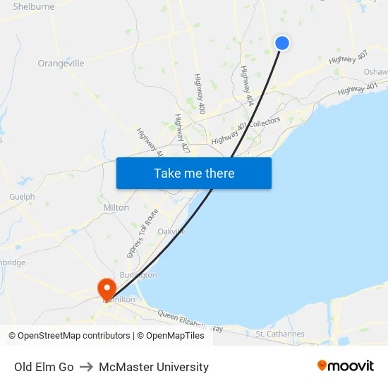 Old Elm Go to McMaster University map