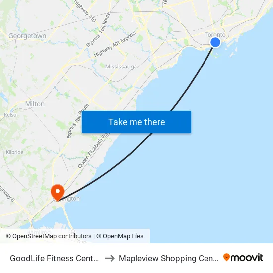 GoodLife Fitness Centres to Mapleview Shopping Centre map