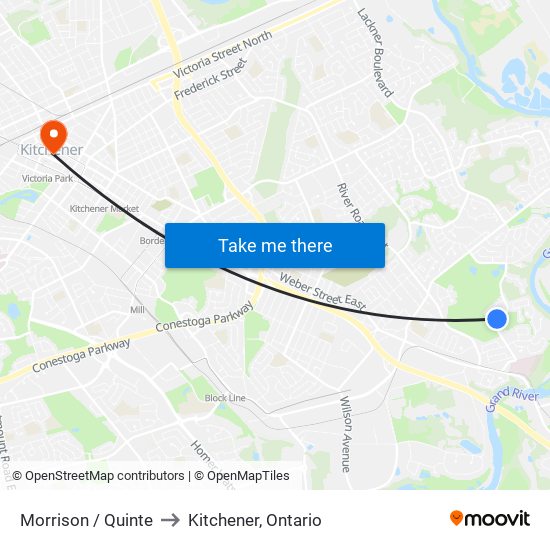 Morrison / Quinte to Kitchener, Ontario map