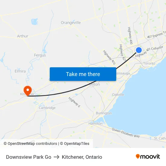Downsview Park Go to Kitchener, Ontario map