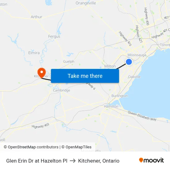 Glen Erin Dr at Hazelton Pl to Kitchener, Ontario map