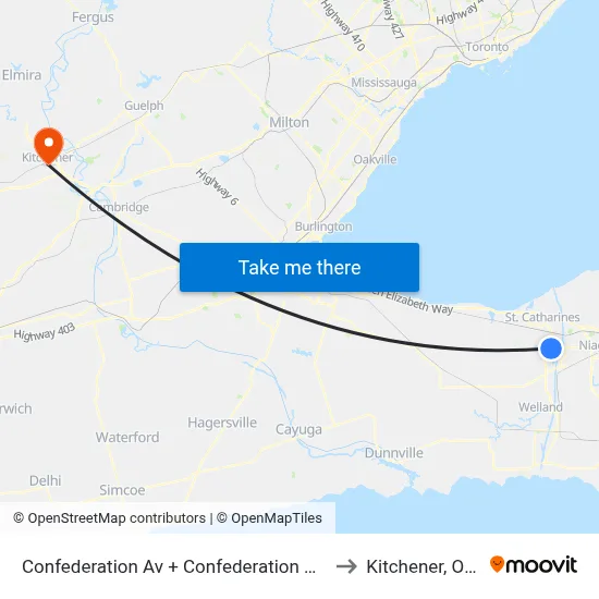 Confederation Av + Confederation Heights Park to Kitchener, Ontario map
