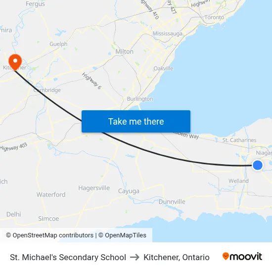 St. Michael's Secondary School to Kitchener, Ontario map