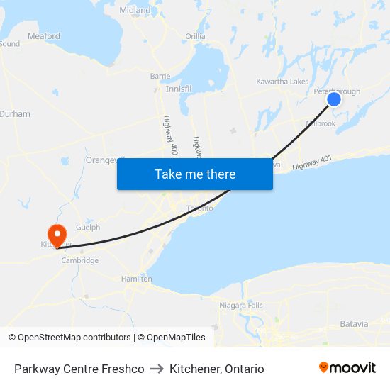 Parkway Centre Freshco to Kitchener, Ontario map