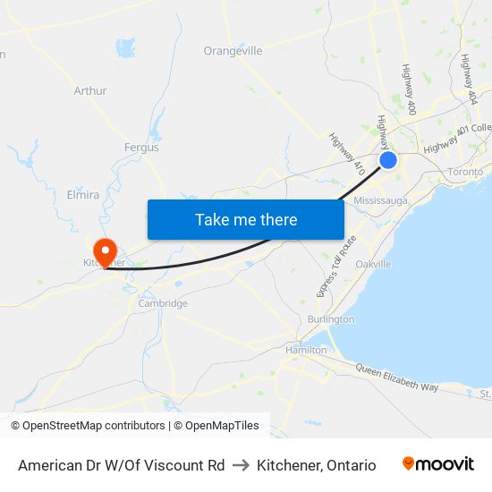 American Dr W/Of Viscount Rd to Kitchener, Ontario map