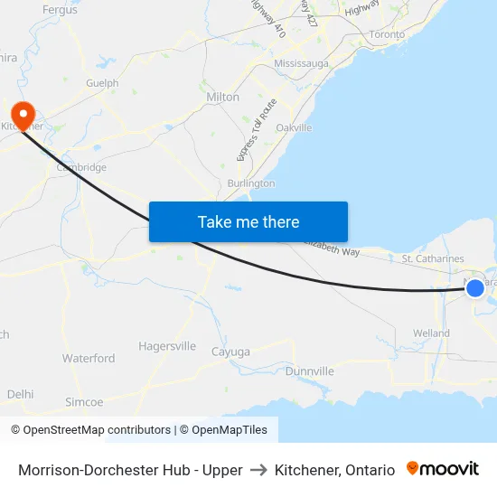 Morrison-Dorchester Hub - Upper to Kitchener, Ontario map
