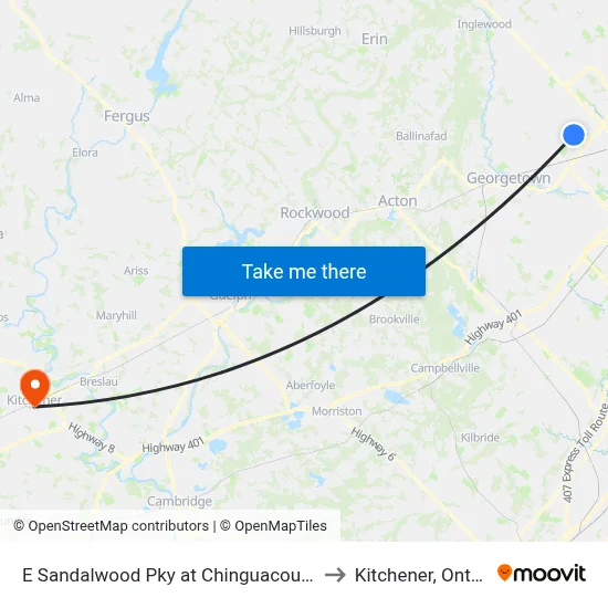 E Sandalwood Pky at Chinguacousy Rd to Kitchener, Ontario map