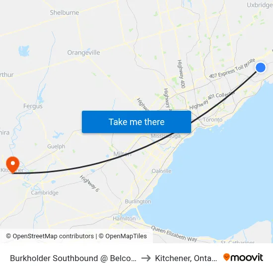 Burkholder Southbound @ Belcourt to Kitchener, Ontario map