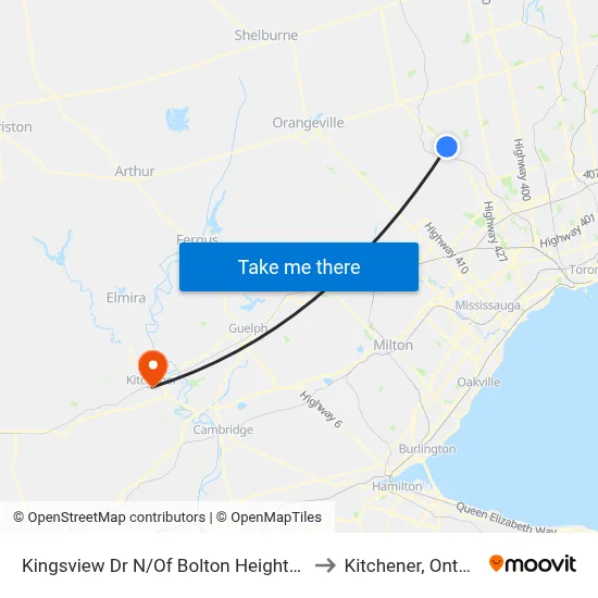 Kingsview Dr N/Of Bolton Heights Rd to Kitchener, Ontario map