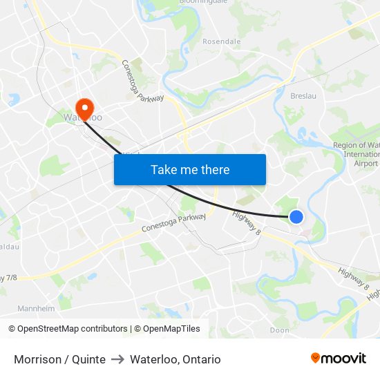 Morrison / Quinte to Waterloo, Ontario map