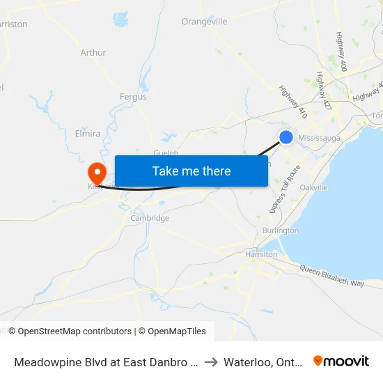 Meadowpine Blvd at East Danbro Cres to Waterloo, Ontario map