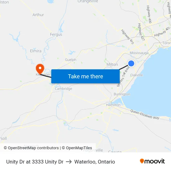 Unity Dr at 3333 Unity Dr to Waterloo, Ontario map