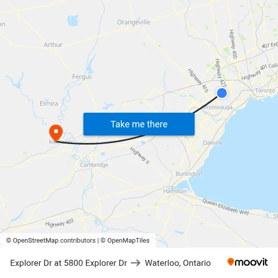 Explorer Dr at 5800 Explorer Dr to Waterloo, Ontario map