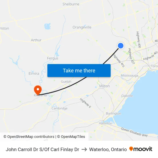 John Carroll Dr S/Of Carl Finlay Dr to Waterloo, Ontario map
