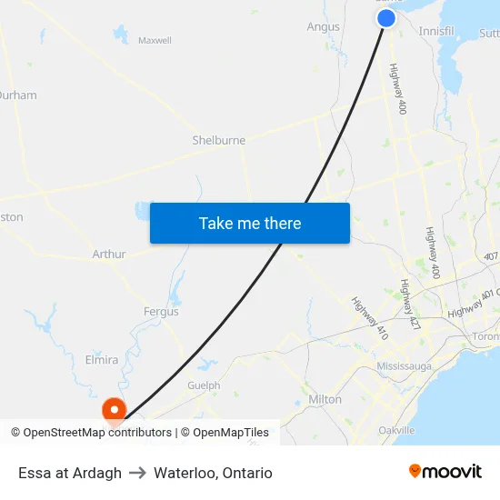 Essa at Ardagh to Waterloo, Ontario map
