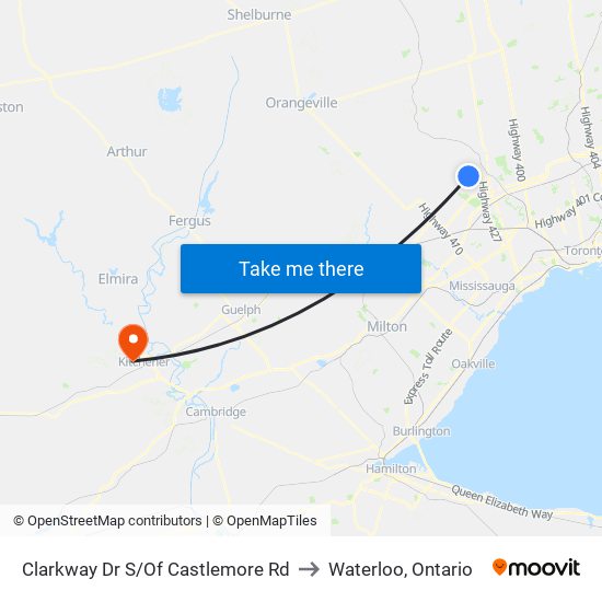 Clarkway Dr S/Of Castlemore Rd to Waterloo, Ontario map