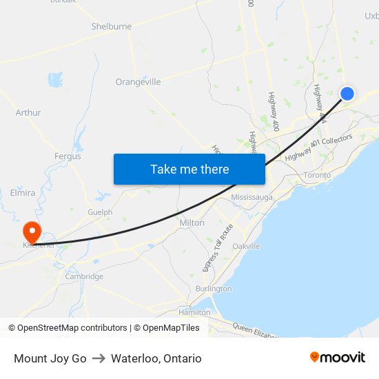 Mount Joy Go to Waterloo, Ontario map