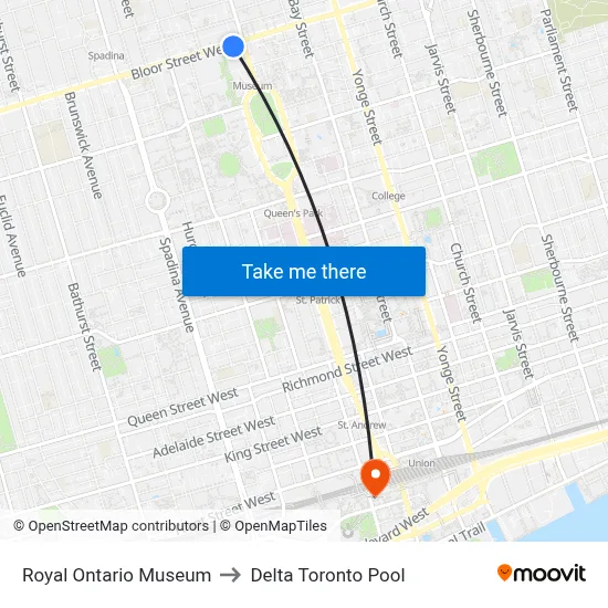 Royal Ontario Museum to Delta Toronto Pool map