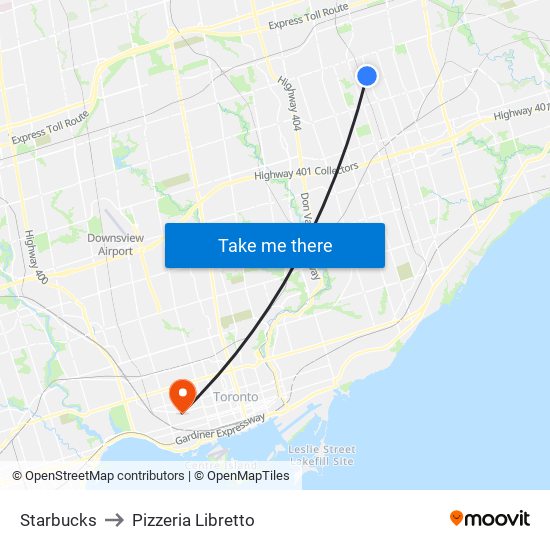 Starbucks to Pizzeria Libretto map