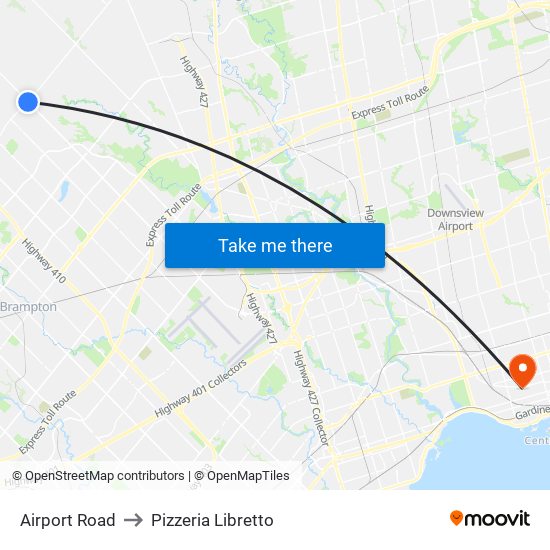 Airport Road to Pizzeria Libretto map