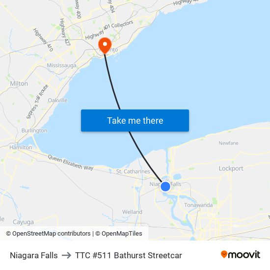 Niagara Falls to Niagara Falls map
