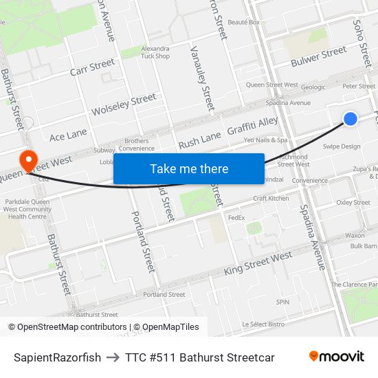 SapientRazorfish to TTC #511 Bathurst Streetcar map