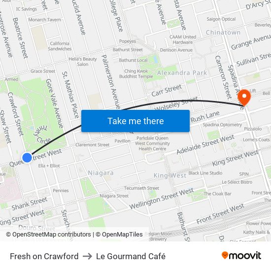 Fresh on Crawford to Le Gourmand Café map