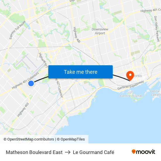 Matheson Boulevard East to Le Gourmand Café map