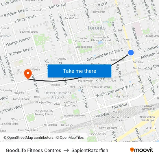 GoodLife Fitness Centres to SapientRazorfish map