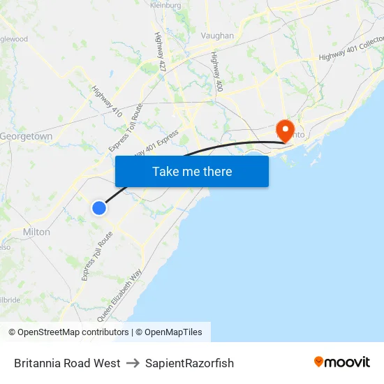 Britannia Road West to SapientRazorfish map